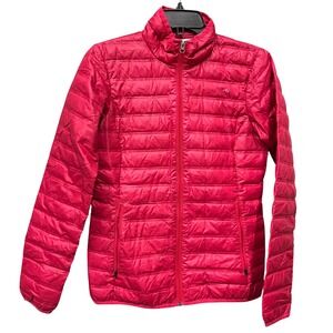 Columbia Women's Pink Lightweight Down Puffer Jacket Mock Neck Full Zip Small